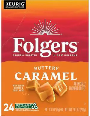 Folgers Buttery Caramel Keurig Single Serve K-Cup Pods, 24 Pods Per Pack, Case Of 4 Packs Folgers Buttery Caramel Keurig Single Serve K-Cup Pods, 24 Pods Per Pack, Case Of 4 Packs