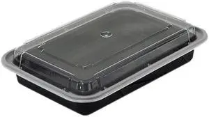 C-Rect Plas Cntnr W/Lid 28Oz Microwvb Bla 150