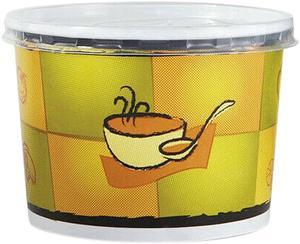 Streetside Squat Paper Food Container with Lid Streetside Design 12 oz 250/Carton 70412