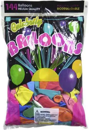 Tablemate 1200 Helium Quality Latex Balloons, 12 Assorted Colors, 144/Pack