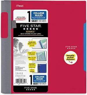Five Star 1-Subject Notebooks 8.5" x 11" College Ruled 100 Sheets Each (06322)