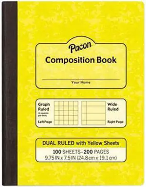 Composition Book, 7 1/2" x 9 1/4", Subject, 100 Sheets, Yellow MMK37163