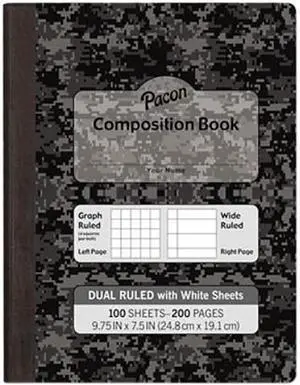 Pacon Composition Book 7 1/2" x 9 3/4" Subject 100 Sheets Black MMK37164