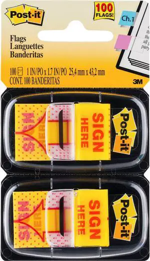 3M Post-it Sign Here Printed Message Flags
