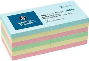 Bus. Source 3" Plain Pastel Colors Adhesive Notes