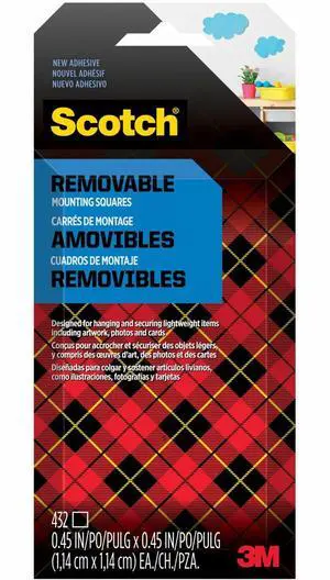 3M Scotch Removable Double-Sided Mounting Squares - 0.45" Length x 0.45" Width - Synthetic - 125 mil - Open-cell Foam Backing - 432 / Pack - MMM 7225 3M Scotch Removable Double-Sided Mounting Squares - 0.45" Length x 0.45" Width - Synthetic - 125 mil - Open-cell Foam Backing - 432 / Pack - MMM 7225