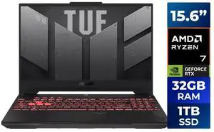 Asus TUF Gaming FA507NUR 15.6" FHD IPS AMD Ryzen 7 7735HS 3.2 GHz up to 4.8 GHz 32GB DDR5 1TB SSD NVIDIA GeForce RTX 4050 Windows 11 Home, Laptop, Mecha Gray - FA507NU-CB71-CA Asus TUF Gaming FA507NUR 15.6" FHD IPS AMD Ryzen 7 7735HS 3.2 GHz up to 4.8 GHz 32GB DDR5 1TB SSD NVIDIA GeForce RTX 4050 Windows 11 Home, Laptop, Mecha Gray - FA507NU-CB71-CA