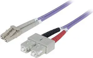 Intellinet Fiber Optic Patch Cable, Duplex, Multimode, LC/SC, 50/125 Âµm, OM4, 10.0 m (33.0 ft.), Violet