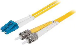 Intellinet Fiber Optic Patch Cable, Duplex, Single-Mode, LC/ST, 9/125 Âµm, OS2, 3.0 m (10.0 ft.), Yellow