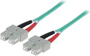 Intellinet Fiber Optic Patch Cable, Duplex, Multimode, SC/SC, 50/125 Âµm, OM3, 10.0 m (33.0 ft.), Aqua