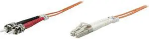 Intellinet Fiber Optic Patch Cable, Duplex, Multimode, LC/ST, 62.5/125 Âµm, OM1, 5.0 m (14.0 ft.), Orange