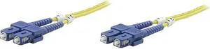 Intellinet Fiber Optic Patch Cable, Duplex, Single-Mode, SC/SC, 9/125 Âµm, OS2, 1.0 m (3.0 ft.), Yellow