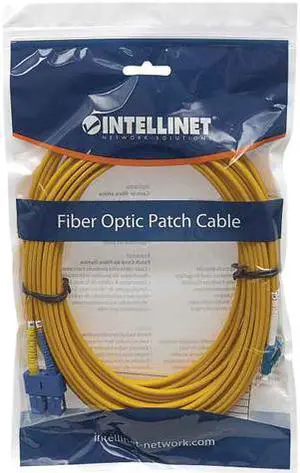 Intellinet Fiber Optic Patch Cable, Duplex, Single-Mode, LC/SC, 9/125 Âµm, OS2, 10.0 m (33.0 ft.), Yellow