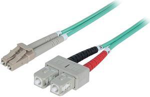 Intellinet Fiber Optic Patch Cable, Duplex, Multimode, LC/SC, 50/125 Âµm, OM3, 2.0 m (7.0 ft.), Aqua
