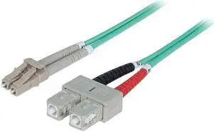 Intellinet Fiber Optic Patch Cable, Duplex, Multimode, LC/SC, 50/125 Âµm, OM3, 10.0 m (33.0 ft.), Aqua