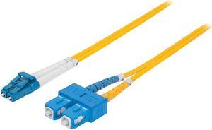 Intellinet Fiber Optic Patch Cable, Duplex, Single-Mode, LC/SC, 9/125 Âµm, OS2, 2.0 m (7.0 ft.), Yellow
