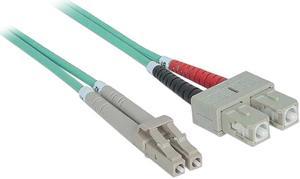 Intellinet Fiber Optic Patch Cable, Duplex, Multimode, LC/SC, 50/125 Âµm, OM3, 1.0 m (3.0 ft.), Aqua