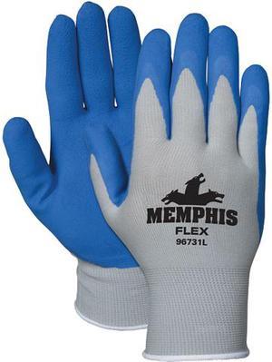 Memphis Glove 96731m Memphis Flex 13 Gauge Gray Shell Blue Foam Latex
