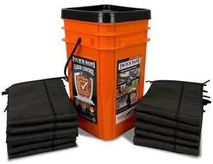 Quick Dam QDGG5-10 Outdoor Grab and Go Bucket Kit , (1) Bucket, (10) 5 ft Flood Barriers