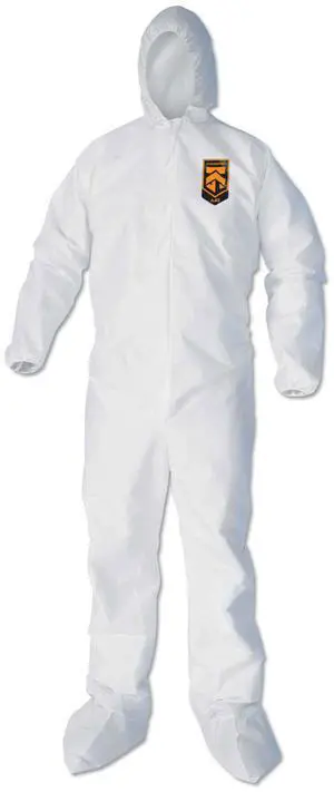 KleenGuard 44333 A40 Elastic-Cuff, Ankle, Hood and Boot Coveralls - Large - White - 25/Carton