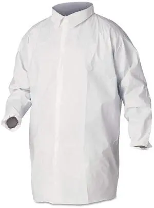 KleenGuard 44443 A40 Liquid and Particle Protection Lab Coats - Large, White - 30/Carton