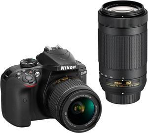 Nikon D3400 1573 DSLR Camera with 1855 mm and 70300 mm Lenses Black