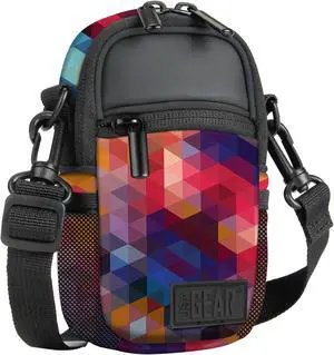 Compact Point and Shoot Camera Case Geometric Sling Bag with Rain Cover, Accessory Pockets and Shoulder Strap by USA Gear