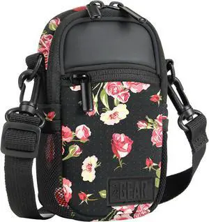 Compact Camera Case Bag (Floral) with Rain Cover and Shoulder Sling by USA GEAR