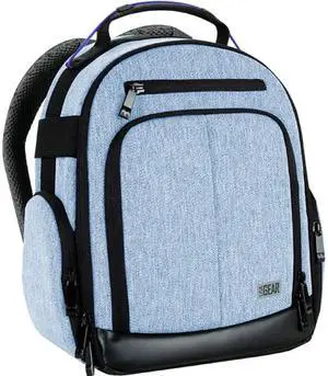 USA Gear Compact Digital Camera Backpack (Blue) with Customizable Accessory Dividers, Weather Resistant Bottom, Comfortable Back Support for Canon EOS T5 / T6 - Nikon D3300 / D3400 and More SLRs