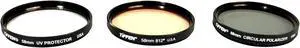 TIFFEN 58TPK1 58mm Filter Kit - UV, 812 Color Warming Filter, Circular Polarizer