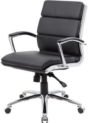Norstar B9476-BK Black Executive Mid Back - Padded Chrome Arm, Chrome Base