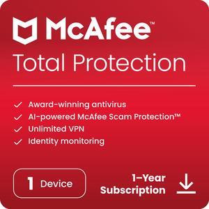McAfee Total Protection 2024 - Unlimited VPN / Password Manager / Identity Monitoring - 1 Device / 1 Year - Download