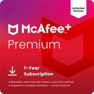 McAfee+ Premium Individual Unlimited Devices 2025 | Cybersecurity Software Includes Antivirus, Scam Protection, Secure VPN, Identity Monitoring |1-Year Subscription with Auto-Renewal |Digital Download