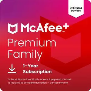 McAfee+ Premium Family Unlimited Devices 2025 | Cybersecurity Software Includes Antivirus, Scam Protection, Secure VPN, Identity Monitoring |1-Year Subscription with Auto-Renewal |Digital Download