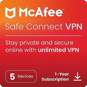 McAfee Safe Connect Secure VPN 2024 - Premium Unlimited VPN - 5 Devices / 1 Year - Download