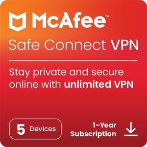 McAfee McAfee Safe Connect Secure VPN 2024 - Premium Unlimited VPN - 5 Devices / 1 Year