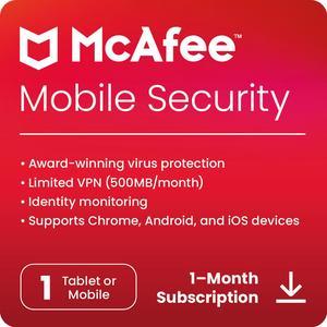 McAfee Mobile Security 2024 - VPN  / Password Manager / Dark Web Monitoring - 1 Device / 1 Month - Download