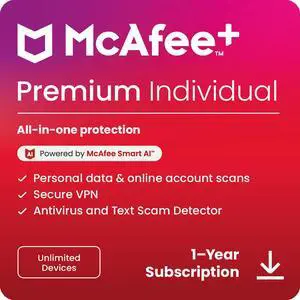 McAfee+ Premium Individual [Student & Teacher Edition] (Unlimited Devices) - 1-Year Subscription with Auto-Renewal (Digital Download)
