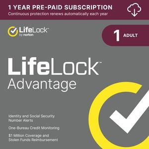 LifeLock Advantage Identity Theft Protection, Individual Plan, 1 Year Subscription with Auto-Renewal [Download]