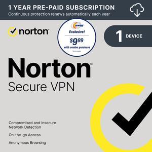 Norton Secure VPN (Internet Privacy) 1 Device (PC, Mac or Mobile) 1 Year