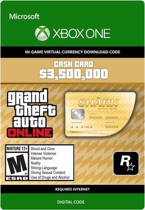 Grand Theft Auto Online Whale Shark Cash Card Xbox One Digital Code