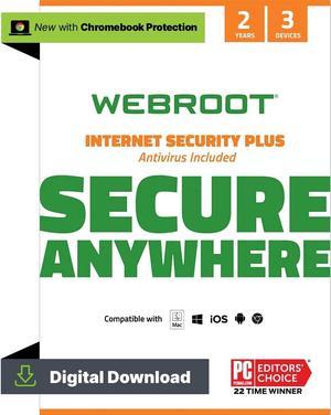 Webroot Internet Security Plus 2024 - 3 Device - 2 Year Download for PC/Mac/Chromebook/Android/IOS + Password Manager