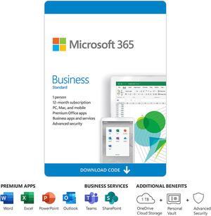 Microsoft 365 Business Standard, 1 User 1 Year, Premium Office Apps, 1 TB OneDrive Cloud Storage, Bilingual, PC/Mac Download