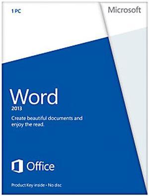 Microsoft Word 2013 Product Key Card no media  1 PC