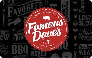 Famous Dave's $20 Gift Card (Email Delivery)