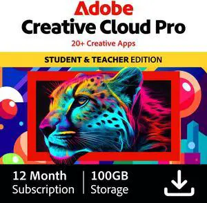 Adobe Creative Cloud Pro | Student & Teacher Edition | 20+ creative apps plus 100GB Storage | 12-Month Subscription | PC/Mac