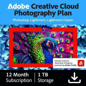 Adobe - Creative Cloud Photography Plan 1TB (1-Year Subscription) - Mac, Windows, iOS [Digital]