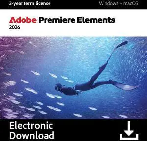 Adobe Premiere Elements 2026 | PC/Mac | Software Download | Video Editing | 3-year term license | Activation Required