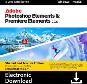 Adobe Photoshop Elements & Premiere Elements 2027 | Student & Teacher Edition | PC/Mac | Software Download | Photo & Video Editing | 3-year term license | Activation Required Adobe Photoshop Elements & Premiere Elements 2027 | Student & Teacher Edition | PC/Mac | Software Download | Photo & Video Editing | 3-year term license | Activation Required