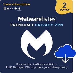 Malwarebytes Premium + Privacy VPN Bundle Bilingual 2-Device 1-Year Subscription [Download]